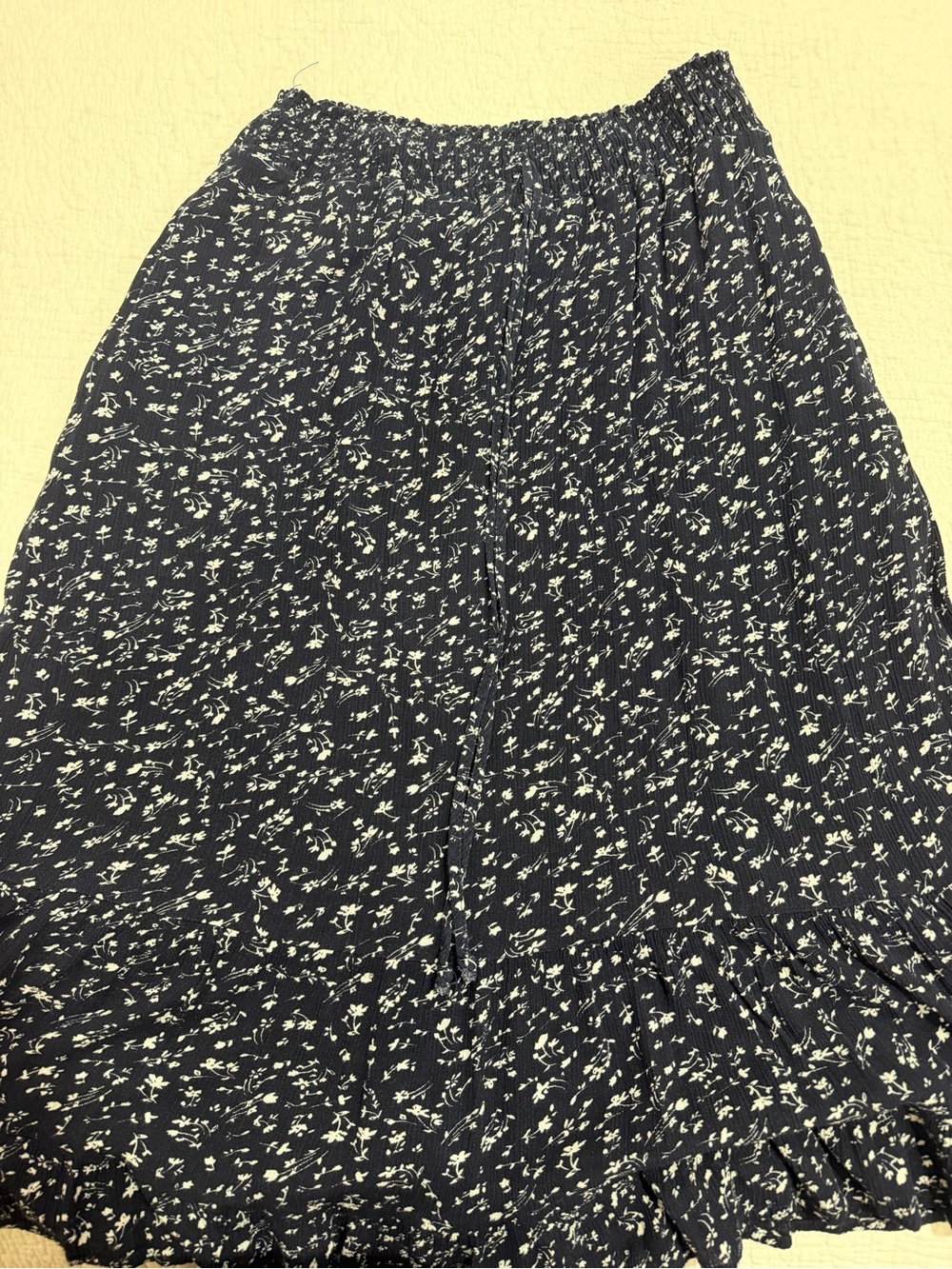 Women's Black Floral Elastic-Waist Maxi Skirt